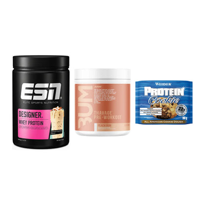 Home-Gym-Starter: ESN Designer + RAW Nutrition + 5× Weider Protein – alle enthaltenen Artikel