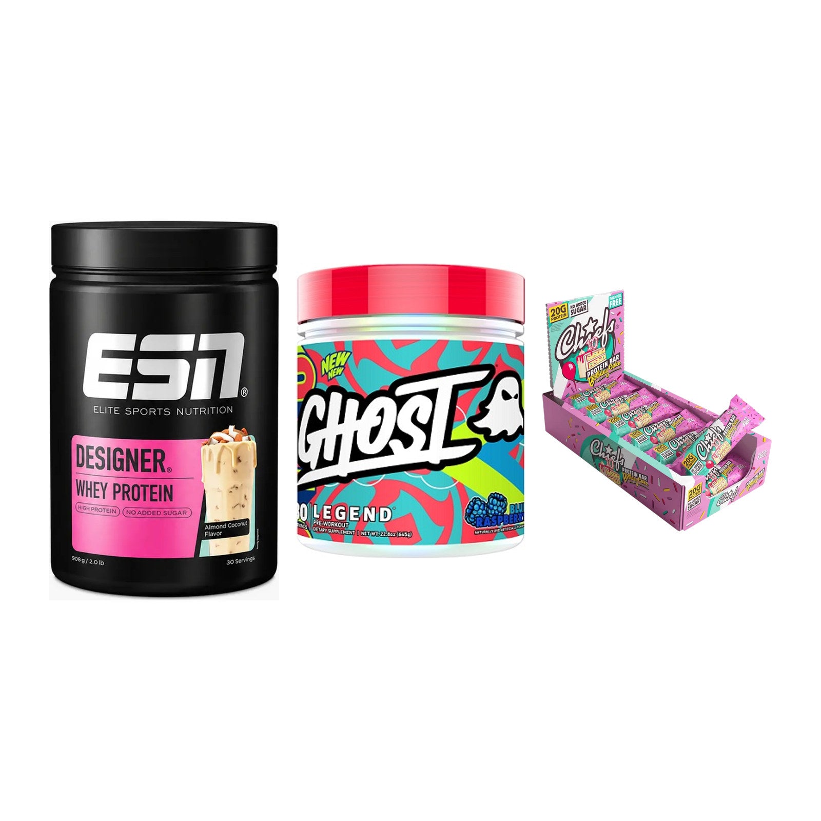 Home-Gym-Starter: ESN Designer + Ghost Legend V4 + 5× Chiefs Protein – alle enthaltenen Artikel