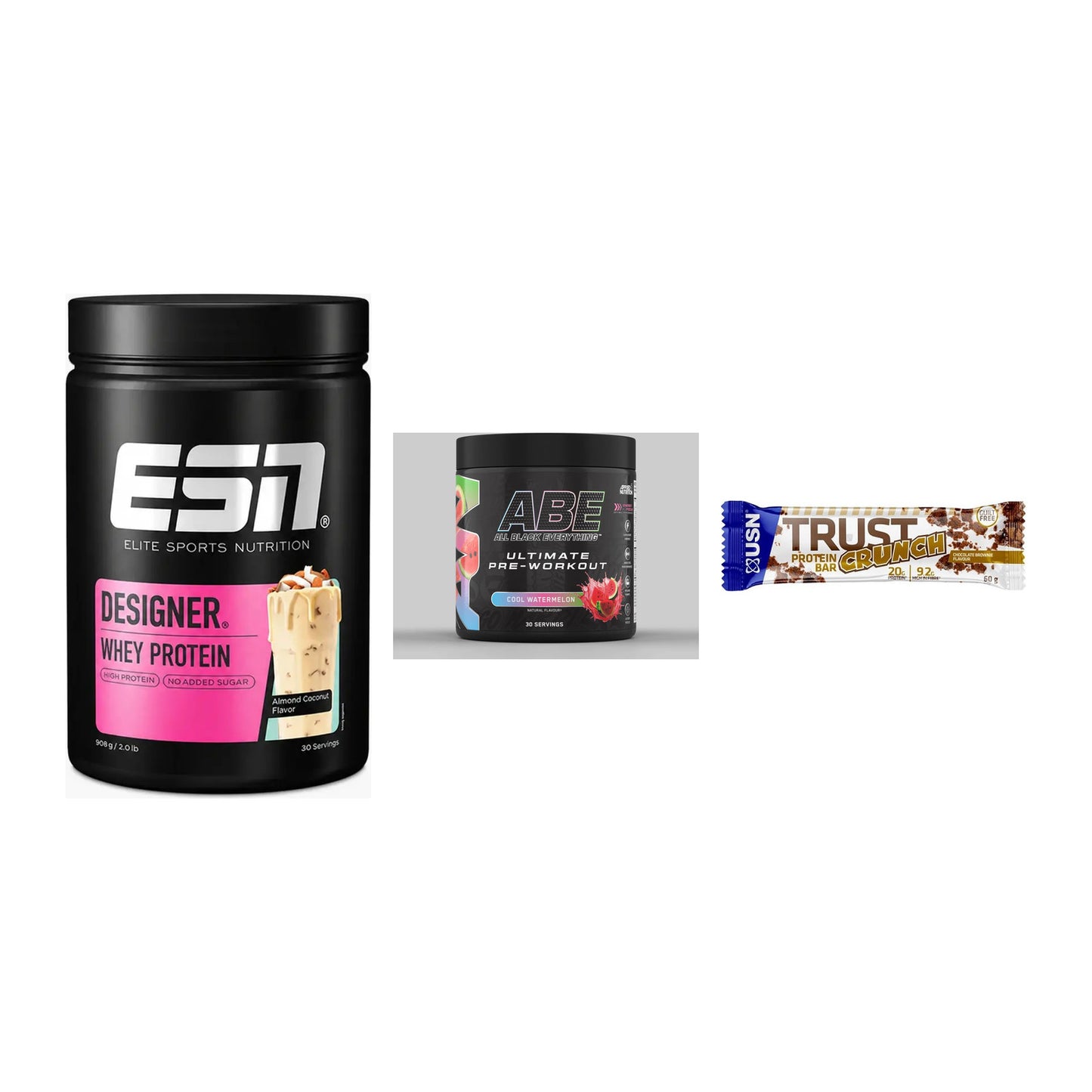 Home-Gym-Starter: ESN Designer + Applied Nutriti + 5× USN TRUST – alle enthaltenen Artikel