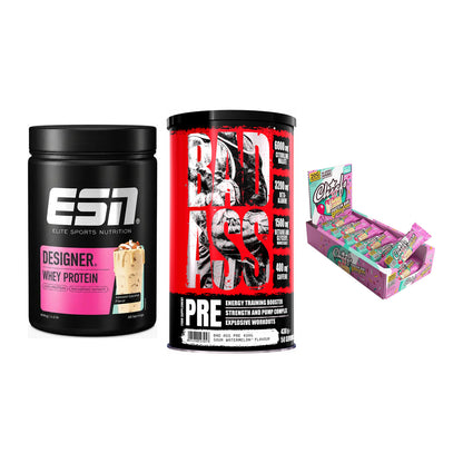 Home-Gym-Starter: ESN Designer + BAD ASS Pre + 5× Chiefs Protein – alle enthaltenen Artikel