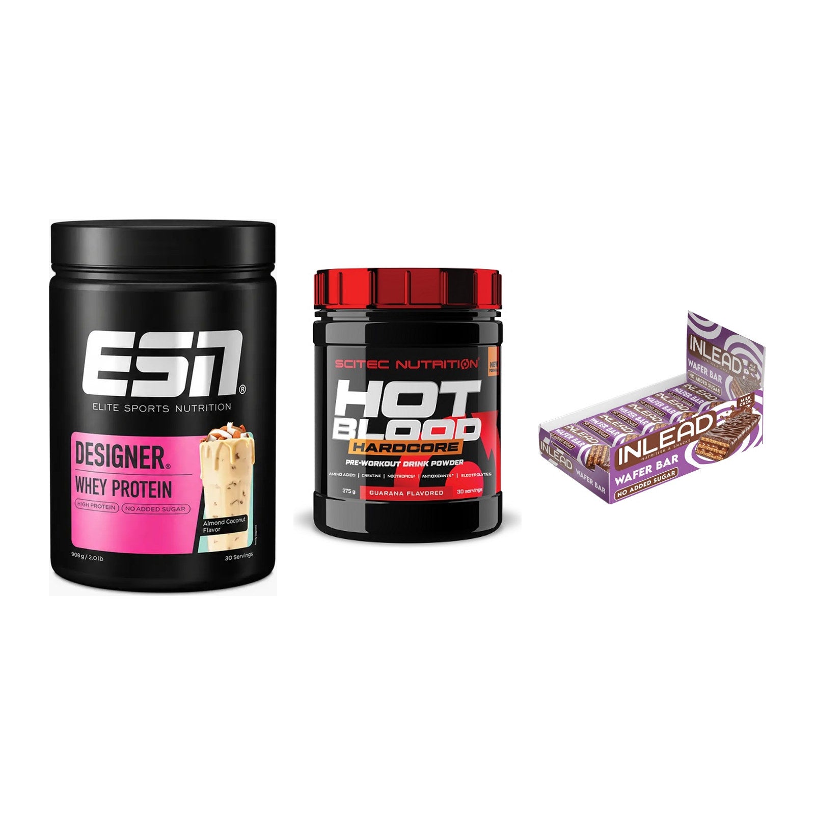 Home-Gym-Starter: ESN Designer + Scitec Hot + 5× INLEAD Wafer – alle enthaltenen Artikel