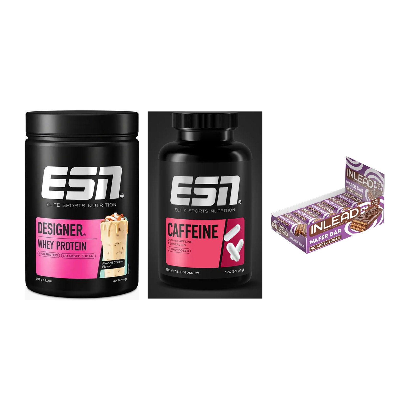Home-Gym-Starter: ESN Designer + ESN Caffeine + 5× INLEAD Wafer – alle enthaltenen Artikel