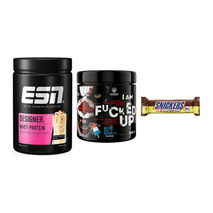 Home-Gym-Starter: ESN Designer + Swedish Supplem + 5× Snickers High – alle enthaltenen Artikel