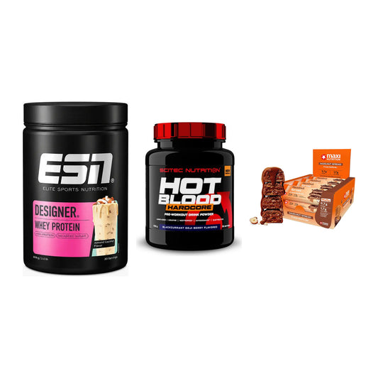 Home-Gym-Starter: ESN Designer + Scitec Hot + 5× MaxiNutrition – alle enthaltenen Artikel