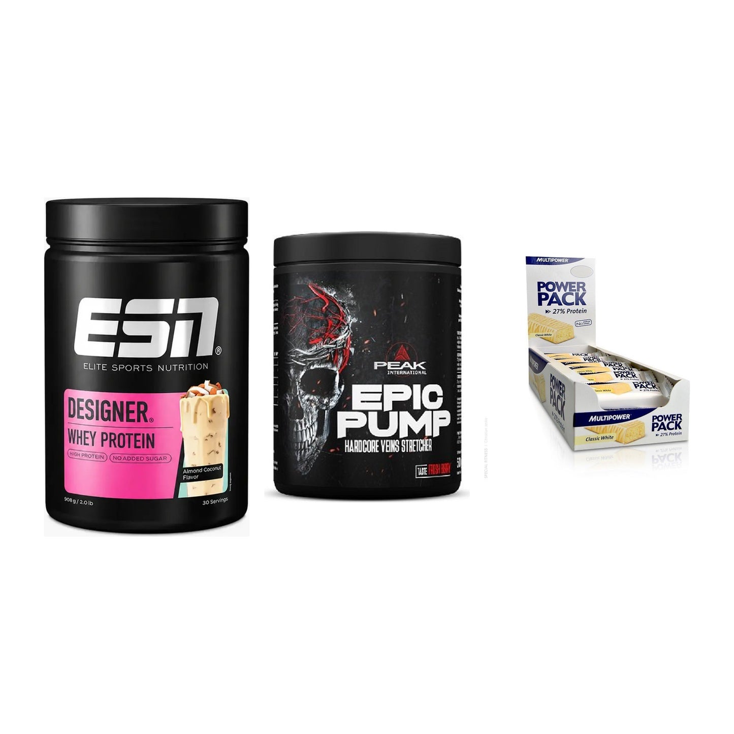 Home-Gym-Starter: ESN Designer + Peak EPIC Pump + 5× Multipower – alle enthaltenen Artikel