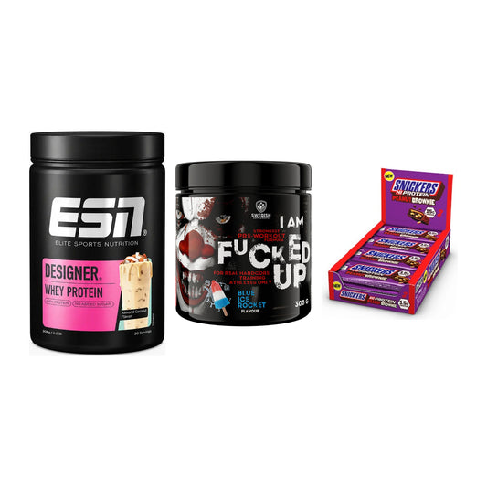 Home-Gym-Starter: ESN Designer + Swedish Supplem + 5× Snickers High – alle enthaltenen Artikel