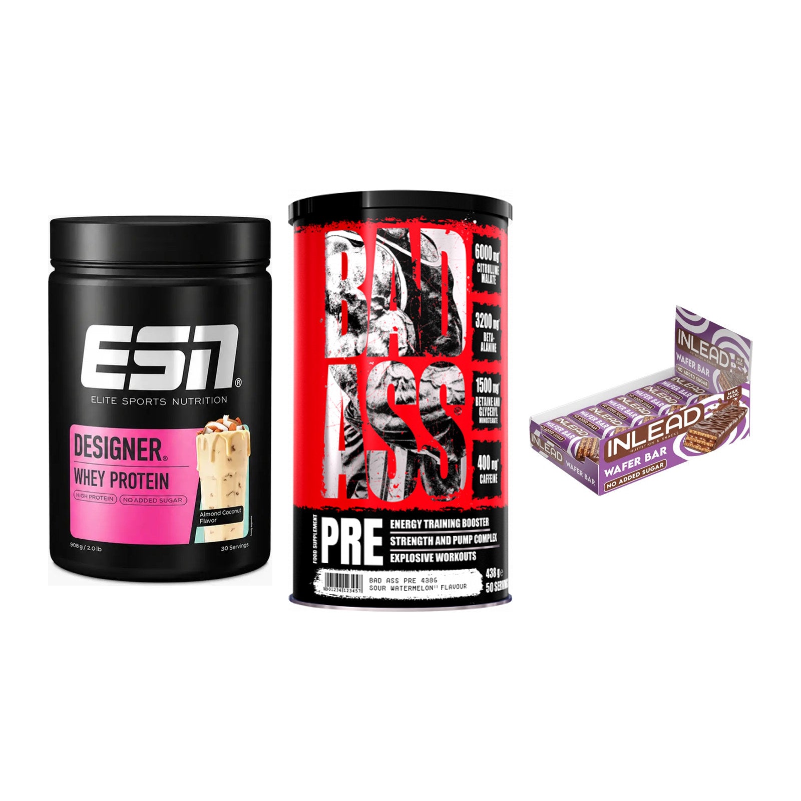 Home-Gym-Starter: ESN Designer + BAD ASS Pre + 5× INLEAD Wafer – alle enthaltenen Artikel