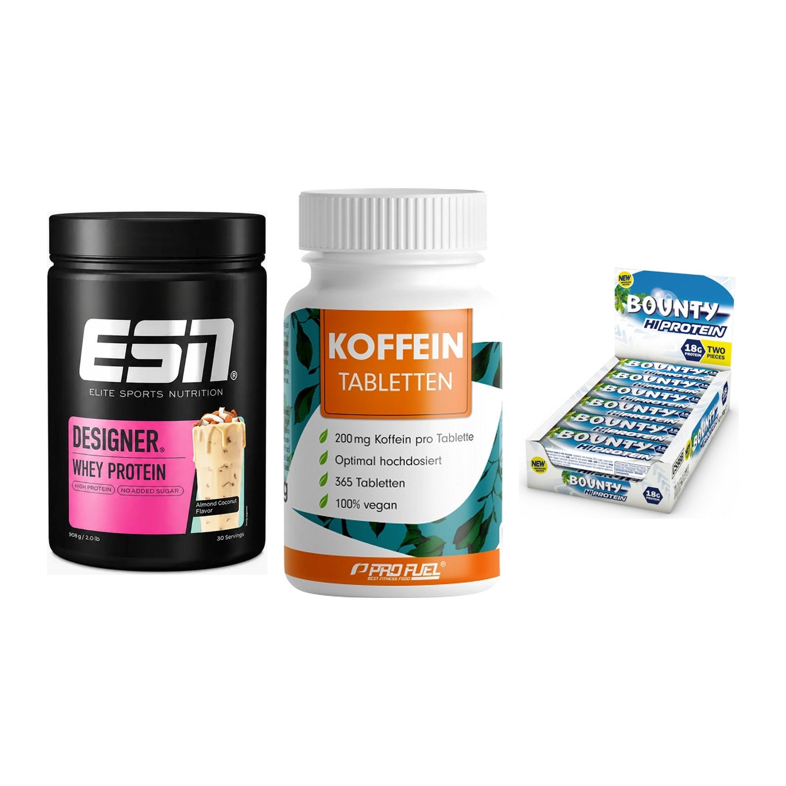 Home-Gym-Starter: ESN Designer + ProFuel Koffein + 5× Bounty High – alle enthaltenen Artikel