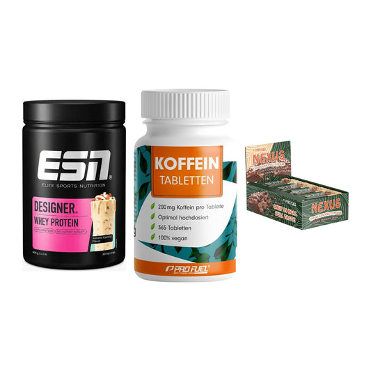 Home-Gym-Starter: ESN Designer + ProFuel Koffein + 5× ProFuel Nexus – alle enthaltenen Artikel