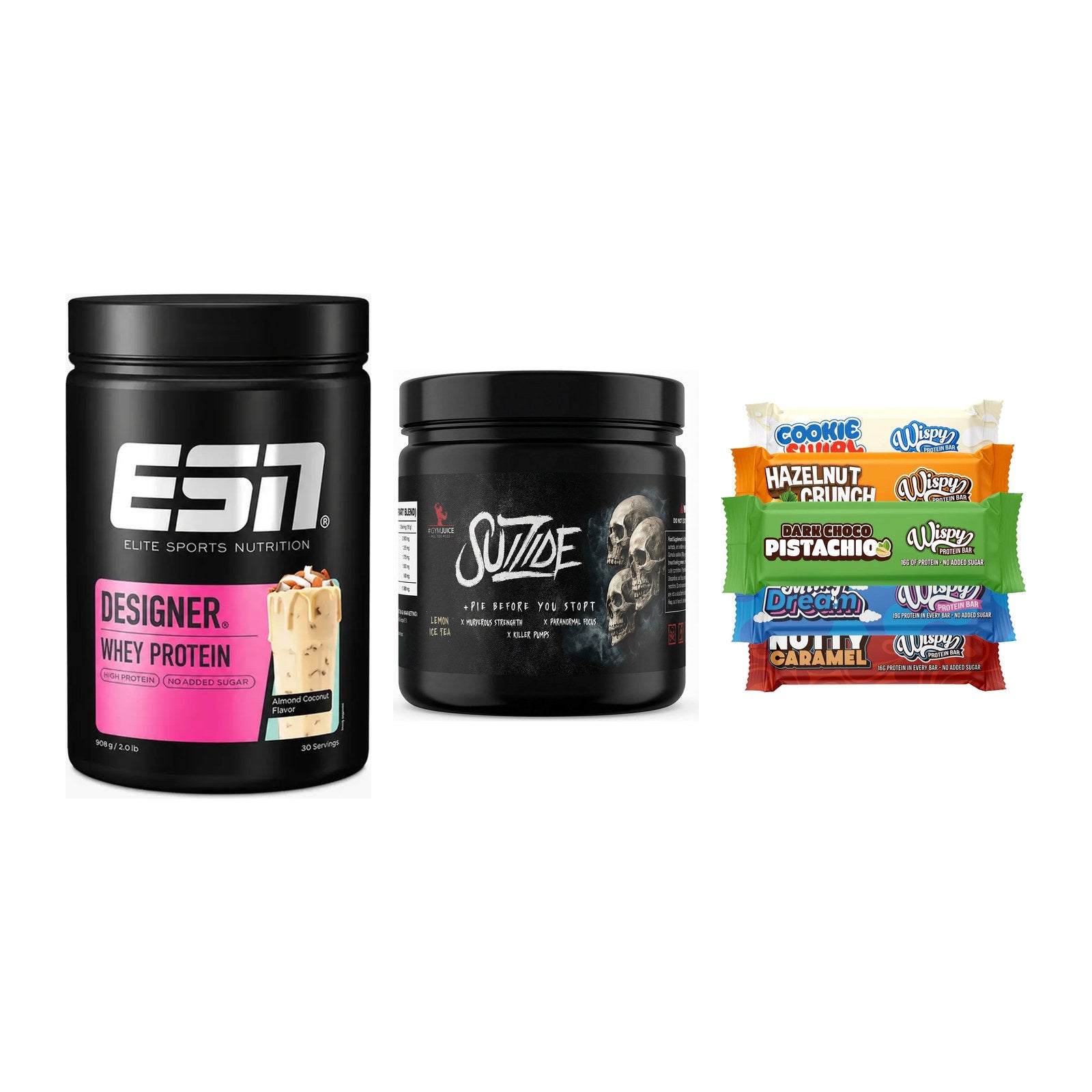Home-Gym-Starter: ESN Designer + #GYMJUICE + 5× Wispy Protein – alle enthaltenen Artikel