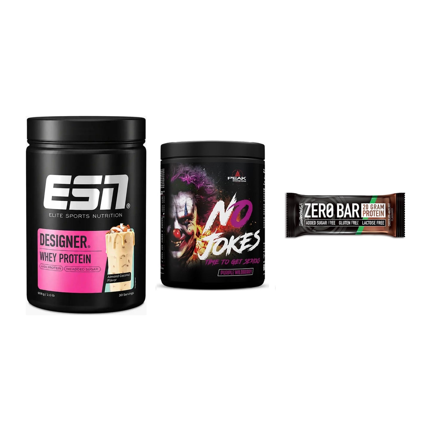 Home-Gym-Starter: ESN Designer + Peak No Jokes + 5× BioTech Zero – alle enthaltenen Artikel