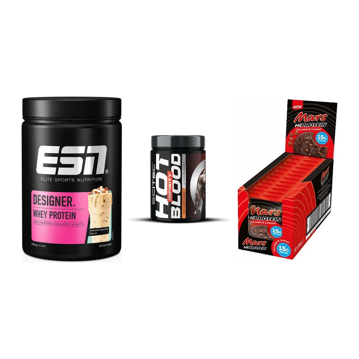 Home-Gym-Starter: ESN Designer + Scitec Hot + 5× Mars High – alle enthaltenen Artikel