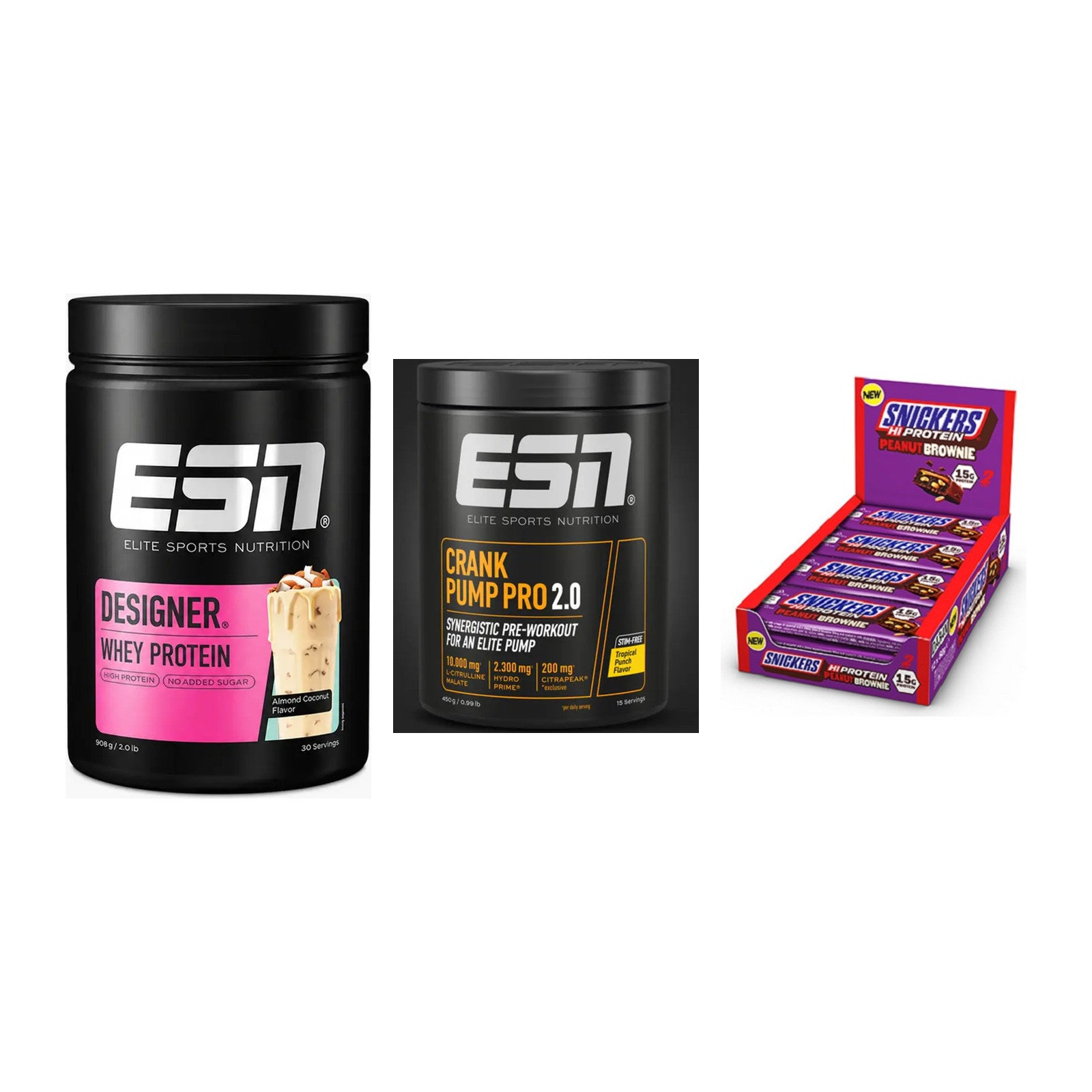 Home-Gym-Starter: ESN Designer + ESN Crank Pump + 5× Snickers High – alle enthaltenen Artikel