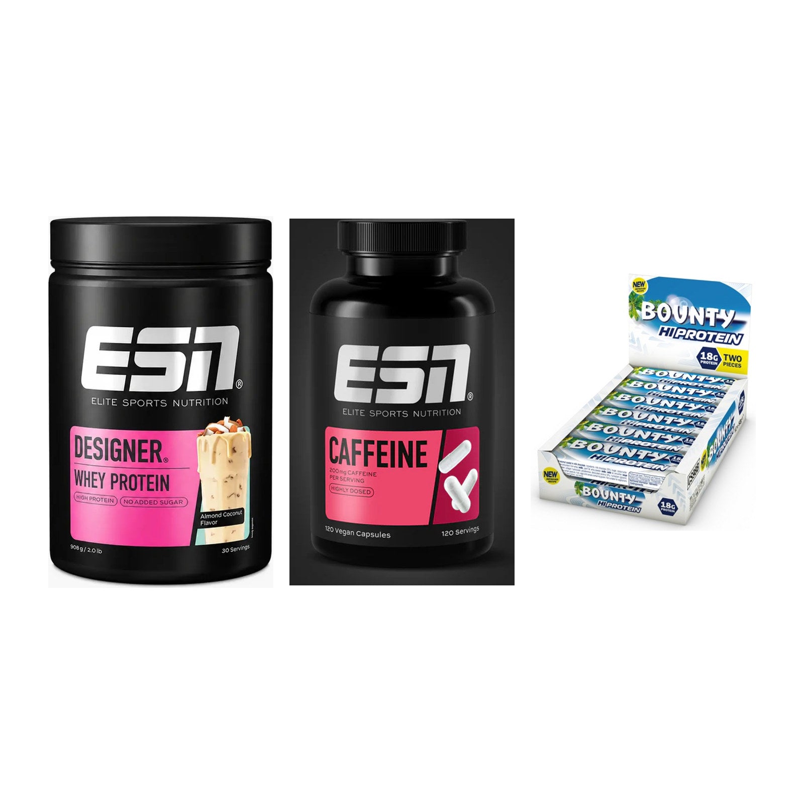 Home-Gym-Starter: ESN Designer + ESN Caffeine + 5× Bounty High – alle enthaltenen Artikel