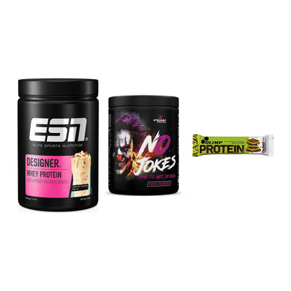 Home-Gym-Starter: ESN Designer + Peak No Jokes + 5× Olimp Protein – alle enthaltenen Artikel