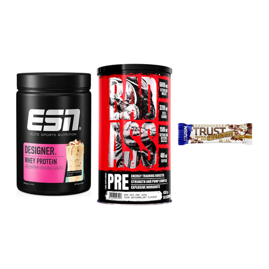 Home-Gym-Starter: ESN Designer + BAD ASS Pre + 5× USN TRUST – alle enthaltenen Artikel
