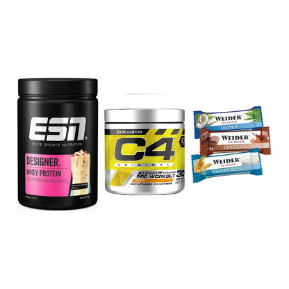 Home-Gym-Starter: ESN Designer + Cellucor C4 + 5× Weider BAR – alle enthaltenen Artikel