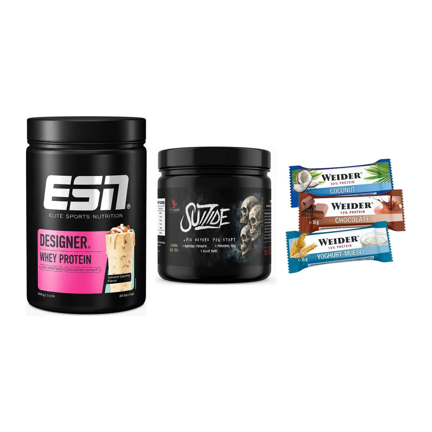 Home-Gym-Starter: ESN Designer + #GYMJUICE + 5× Weider BAR – alle enthaltenen Artikel