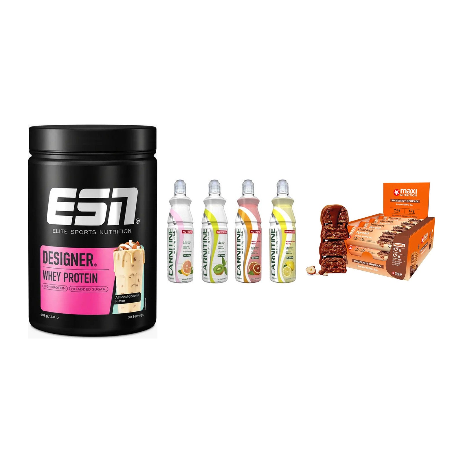 Home-Gym-Starter: ESN Designer + Nutrend Activit + 5× MaxiNutrition – alle enthaltenen Artikel