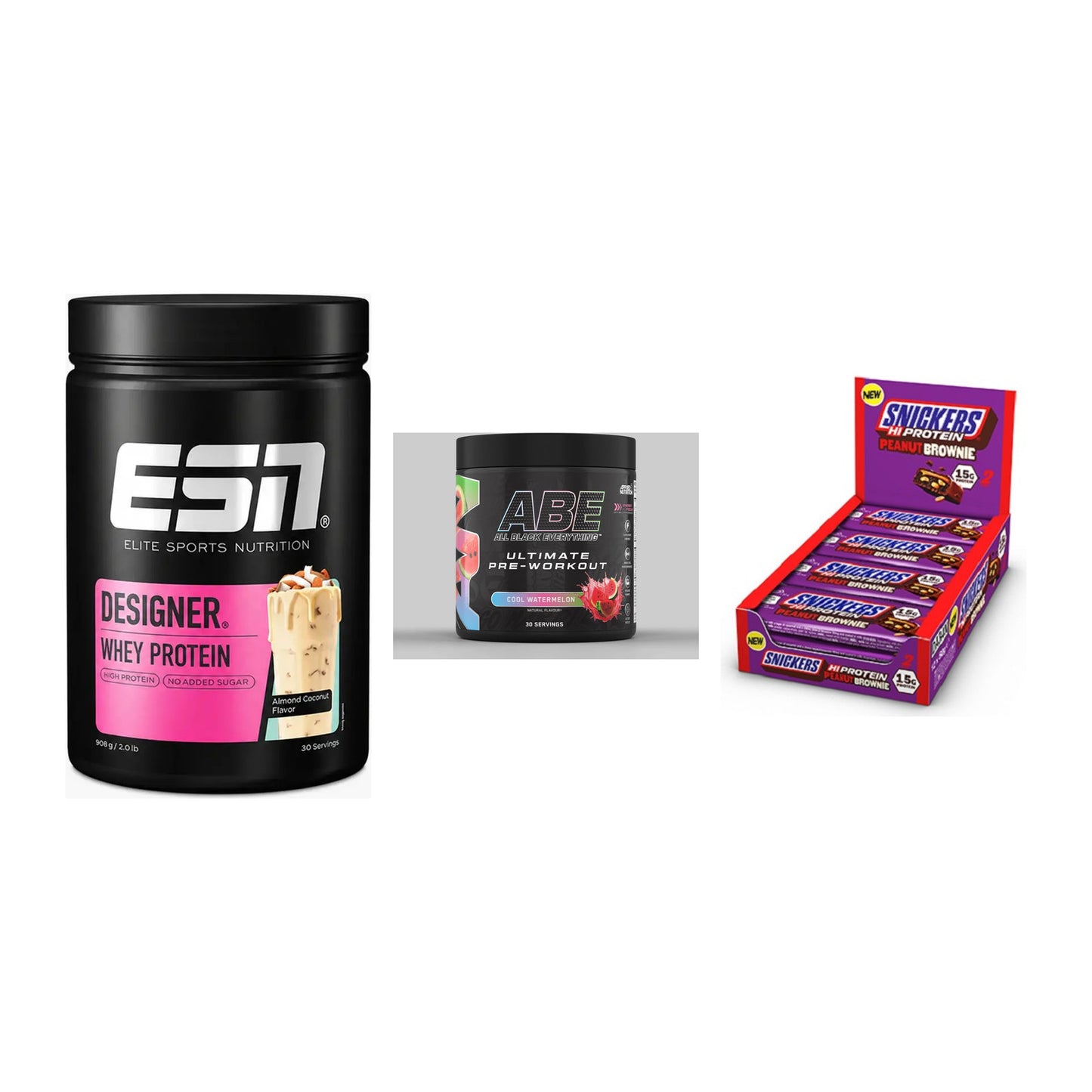 Home-Gym-Starter: ESN Designer + Applied Nutriti + 5× Snickers High – alle enthaltenen Artikel
