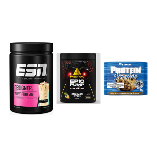 Home-Gym-Starter: ESN Designer + Peak Epic Pump + 5× Weider Protein – alle enthaltenen Artikel