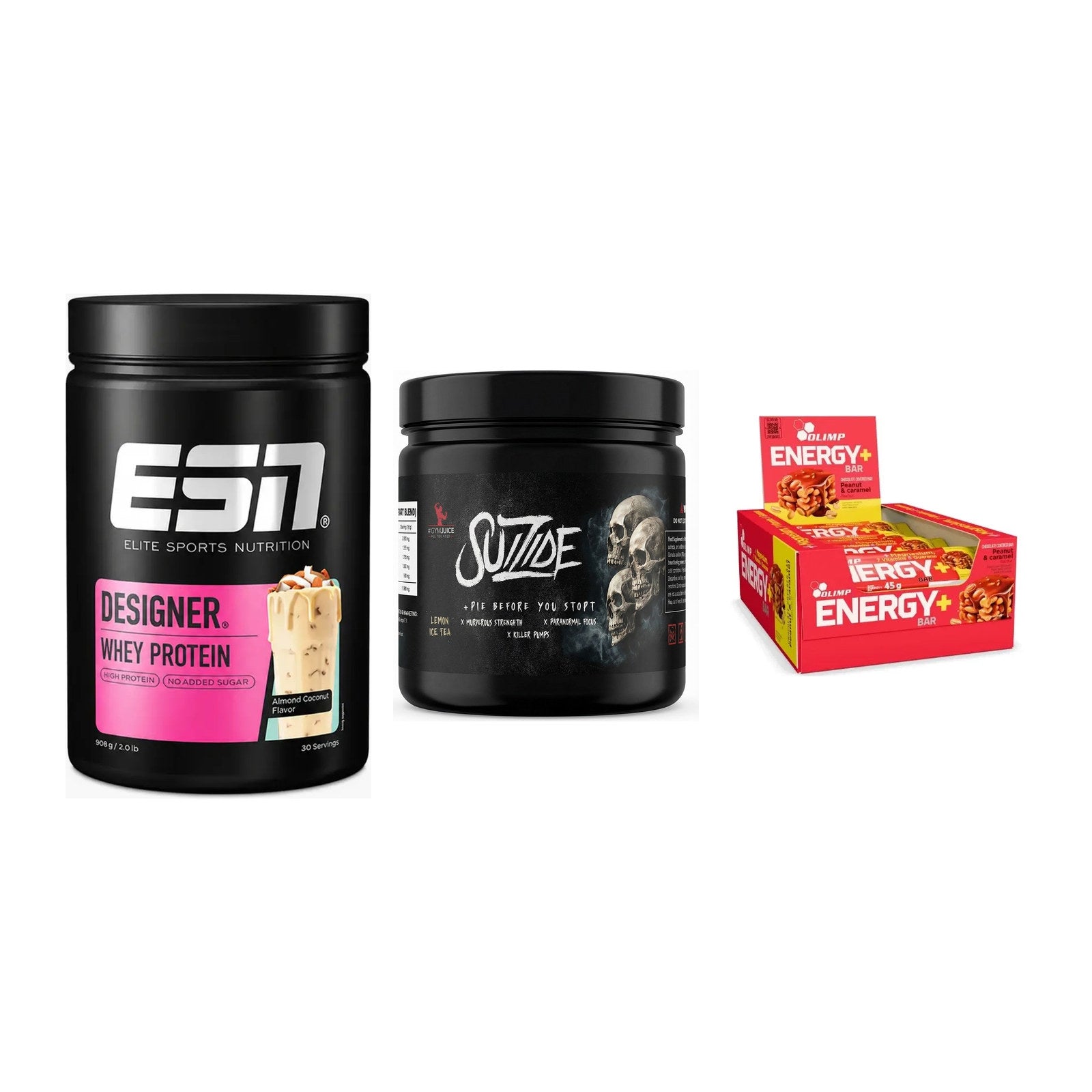 Home-Gym-Starter: ESN Designer + #GYMJUICE + 5× Olimp Energy – alle enthaltenen Artikel