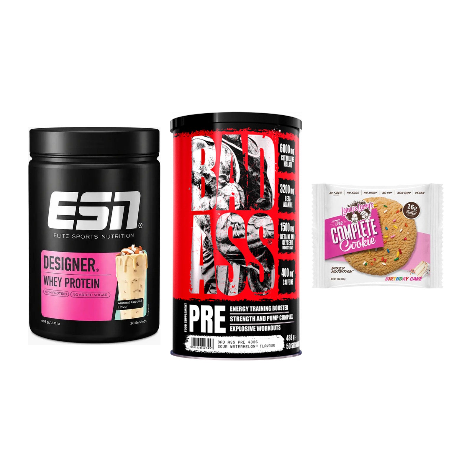 Home-Gym-Starter: ESN Designer + BAD ASS Pre + 5× Lenny & Larry – alle enthaltenen Artikel