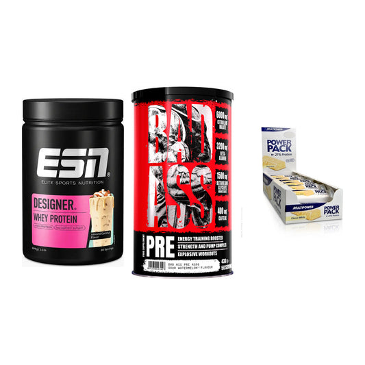Home-Gym-Starter: ESN Designer + BAD ASS Pre + 5× Multipower – alle enthaltenen Artikel