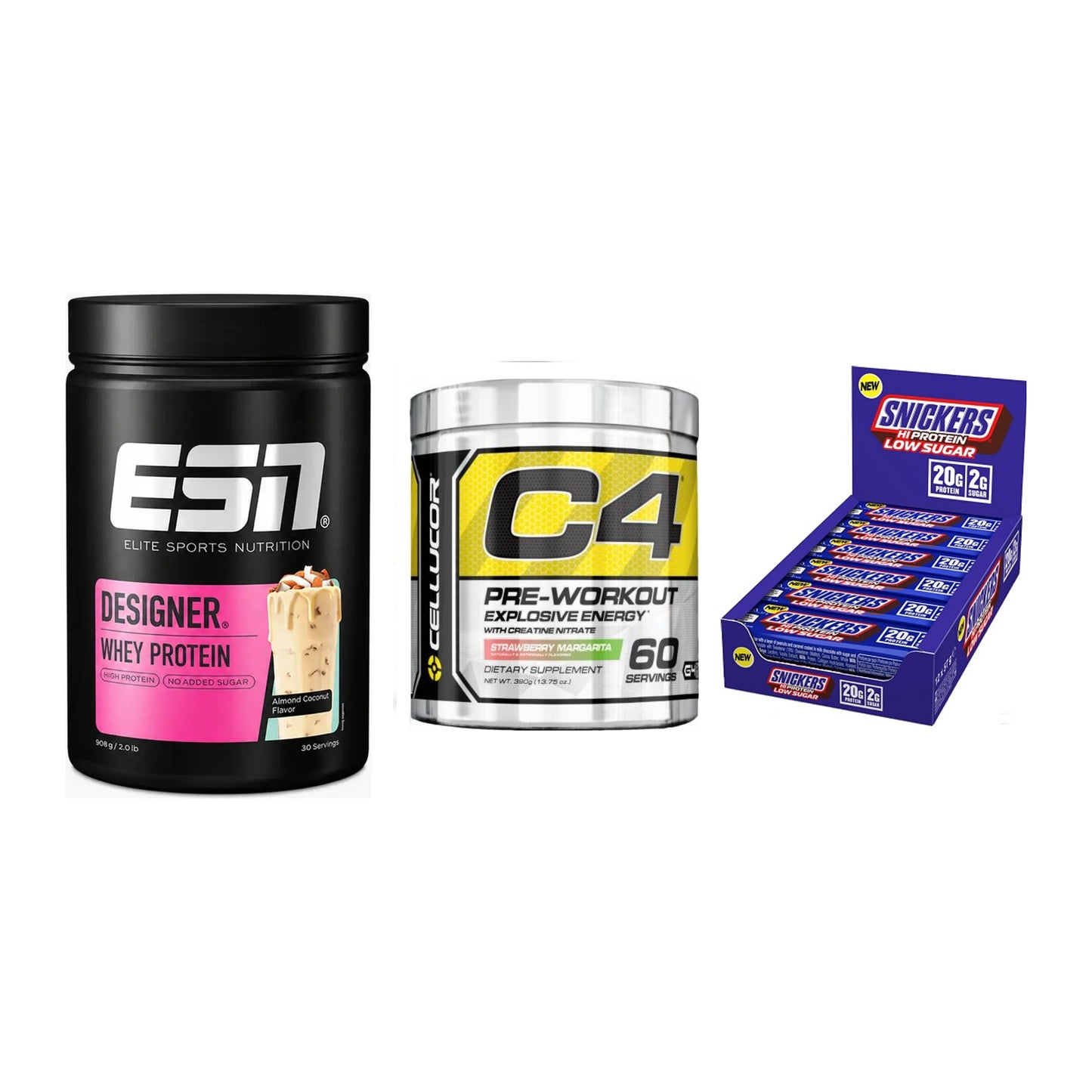 Home-Gym-Starter: ESN Designer + Cellucor C4 + 5× Snickers LOW – alle enthaltenen Artikel