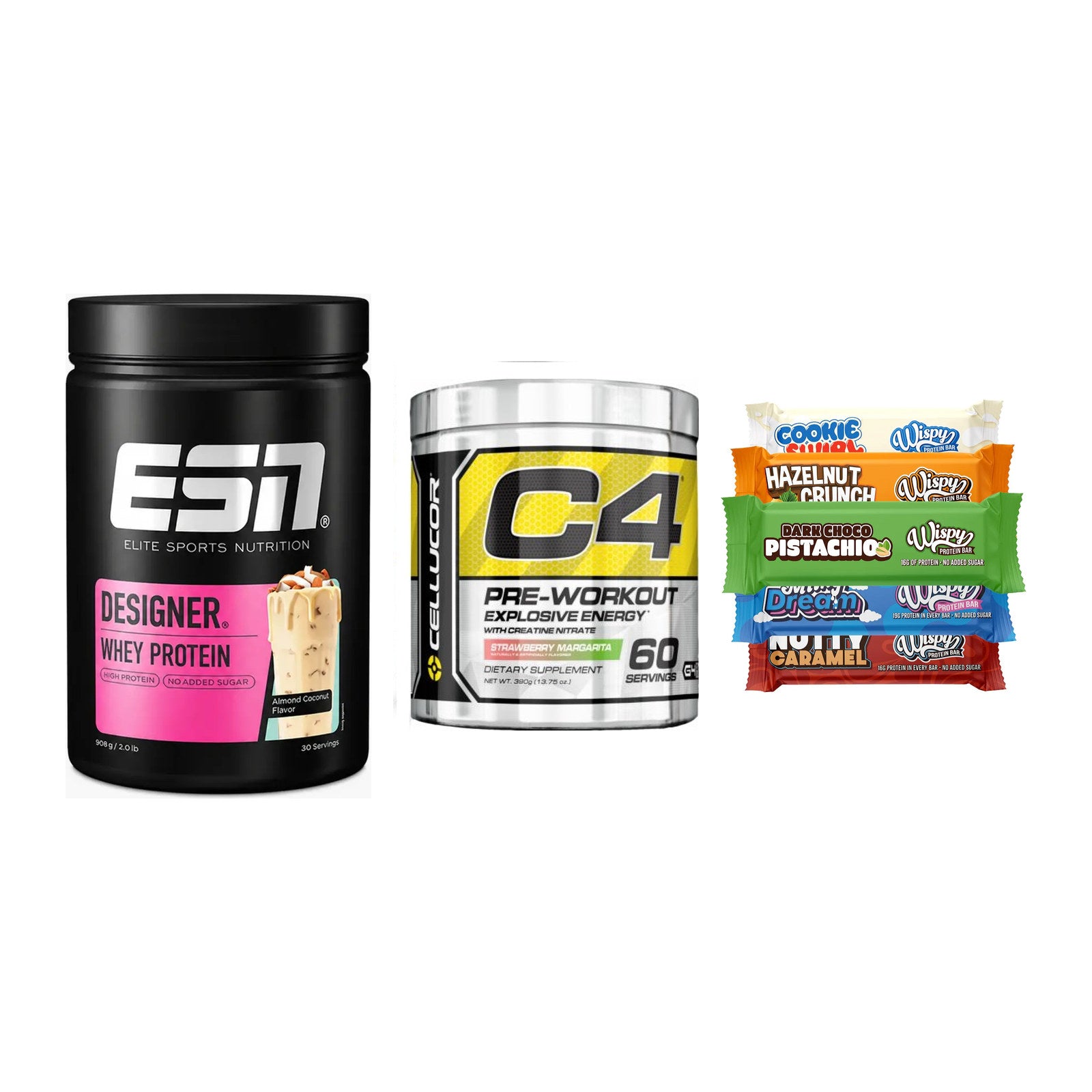 Home-Gym-Starter: ESN Designer + Cellucor C4 + 5× Wispy Protein – alle enthaltenen Artikel