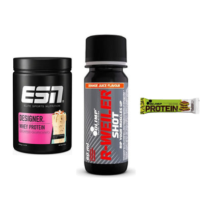 Home-Gym-Starter: ESN Designer + Olimp R-Weiler + 5× Olimp Protein – alle enthaltenen Artikel