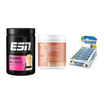 Home-Gym-Starter: ESN Designer + RAW Nutrition + 5× Bounty High – alle enthaltenen Artikel