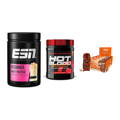 Home-Gym-Starter: ESN Designer + Scitec Hot + 5× MaxiNutrition – alle enthaltenen Artikel