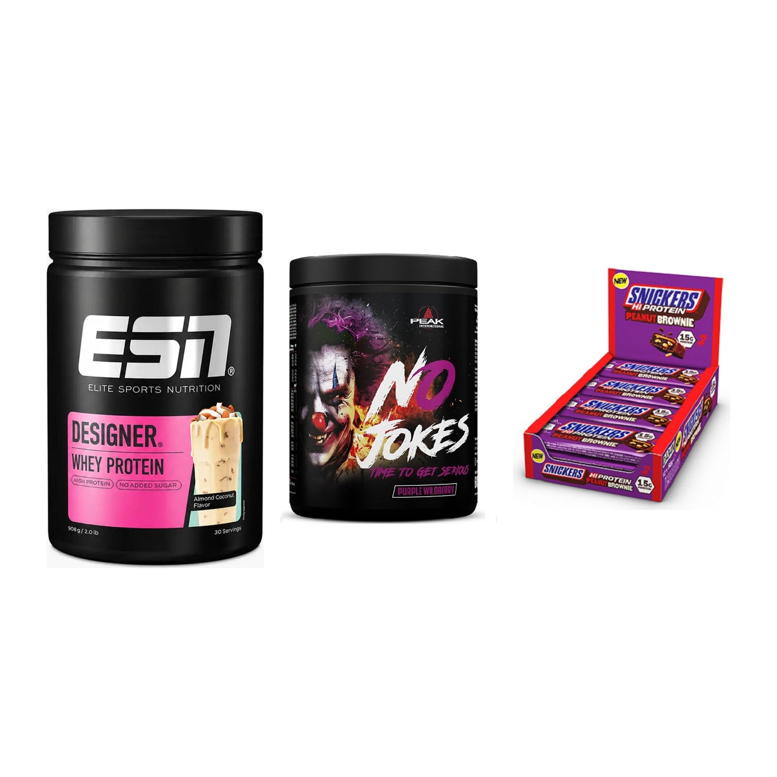 Home-Gym-Starter: ESN Designer + Peak No Jokes + 5× Snickers High – alle enthaltenen Artikel