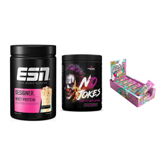Home-Gym-Starter: ESN Designer + Peak No Jokes + 5× Chiefs Protein – alle enthaltenen Artikel