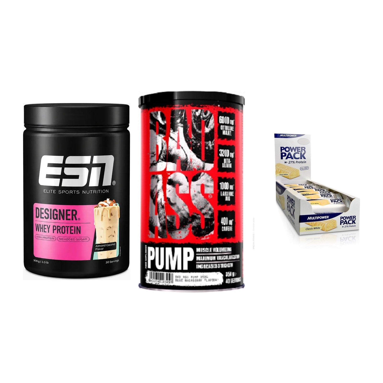 Home-Gym-Starter: ESN Designer + BAD ASS Pump + 5× Multipower – alle enthaltenen Artikel
