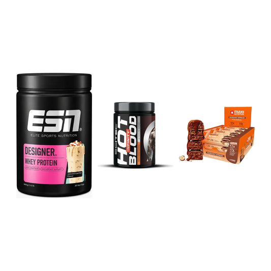 Home-Gym-Starter: ESN Designer + Scitec Hot + 5× MaxiNutrition – alle enthaltenen Artikel