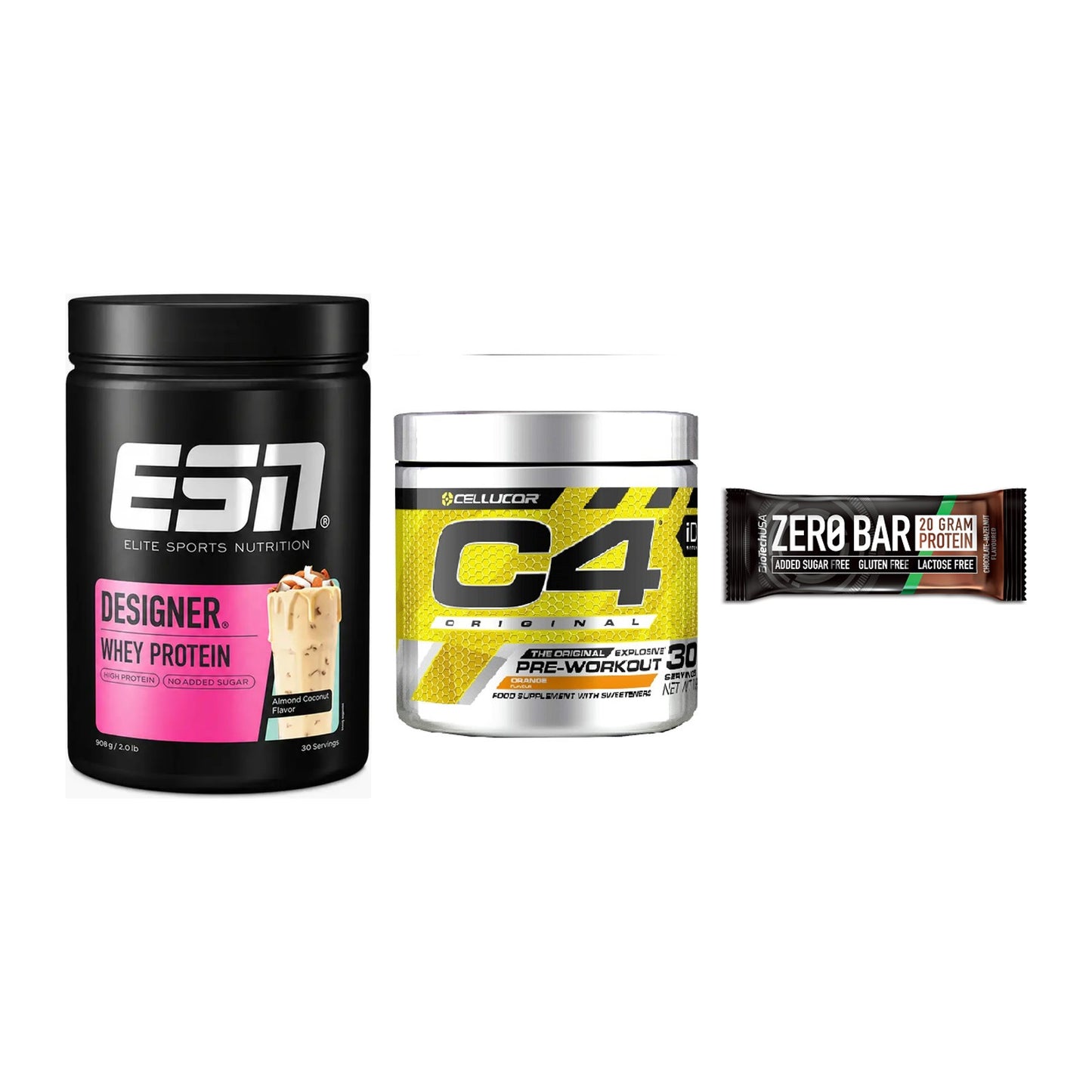 Home-Gym-Starter: ESN Designer + Cellucor C4 + 5× BioTech Zero – alle enthaltenen Artikel