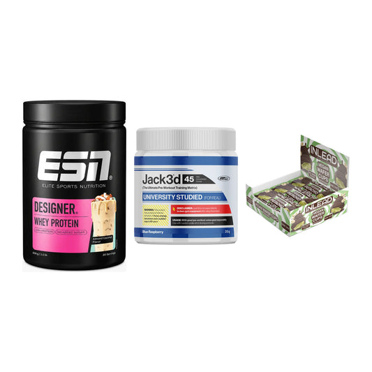 Home-Gym-Starter: ESN Designer + USP Labs Jack3d + 5× INLEAD Wafer – alle enthaltenen Artikel