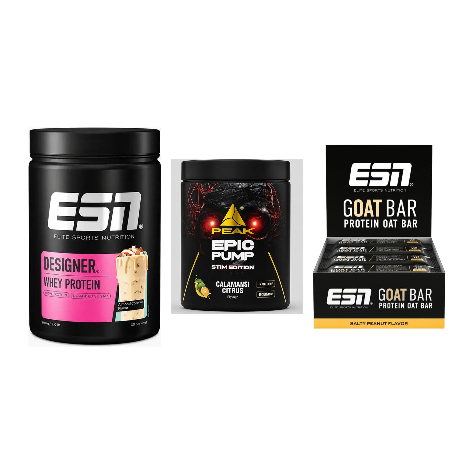 Home-Gym-Starter: ESN Designer + Peak Epic Pump + 5× ESN Goat Bar – alle enthaltenen Artikel