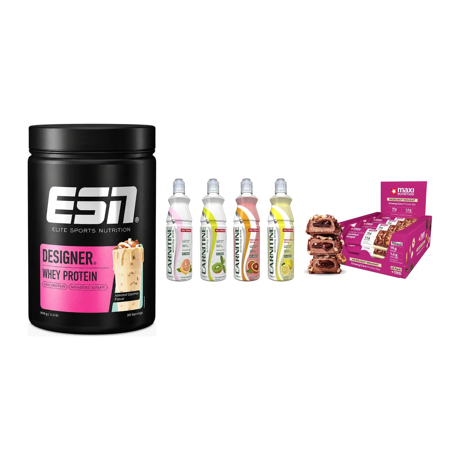 Home-Gym-Starter: ESN Designer + Nutrend Activit + 5× MaxiNutrition – alle enthaltenen Artikel