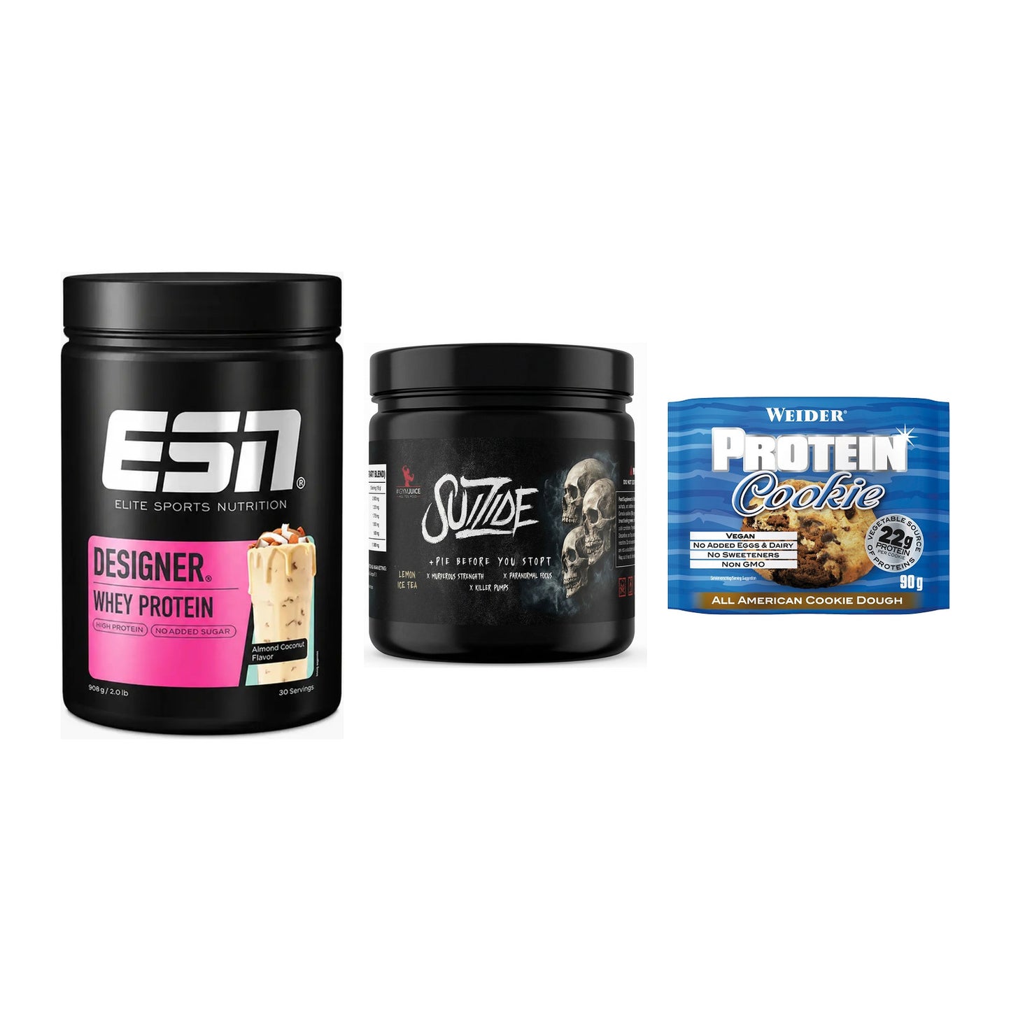 Home-Gym-Starter: ESN Designer + #GYMJUICE + 5× Weider Protein – alle enthaltenen Artikel