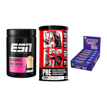 Home-Gym-Starter: ESN Designer + BAD ASS Pre + 5× Snickers LOW – alle enthaltenen Artikel
