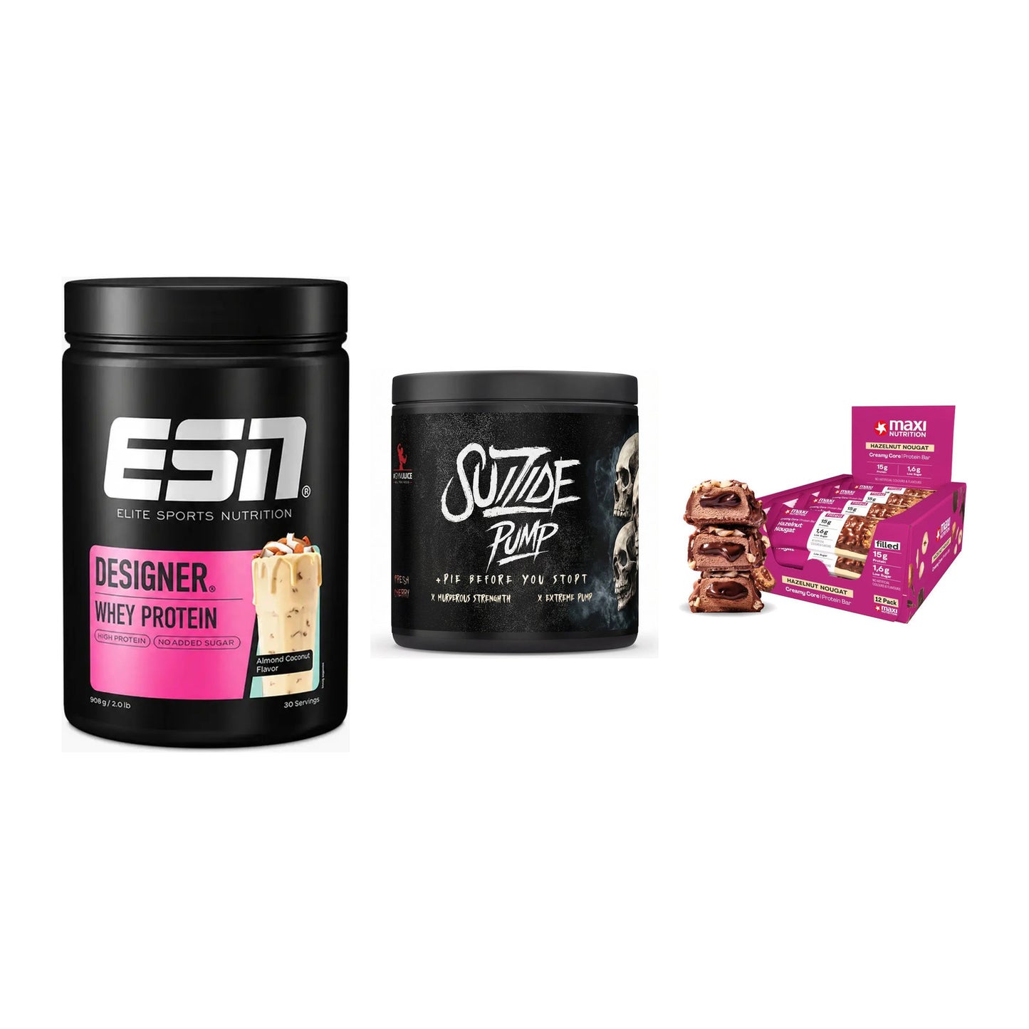 Home-Gym-Starter: ESN Designer + #GYMJUICE + 5× MaxiNutrition – alle enthaltenen Artikel