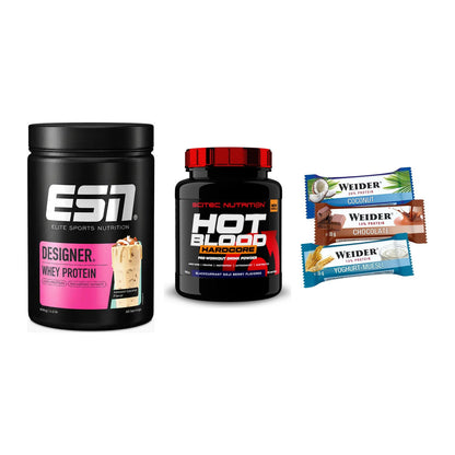 Home-Gym-Starter: ESN Designer + Scitec Hot + 5× Weider BAR – alle enthaltenen Artikel