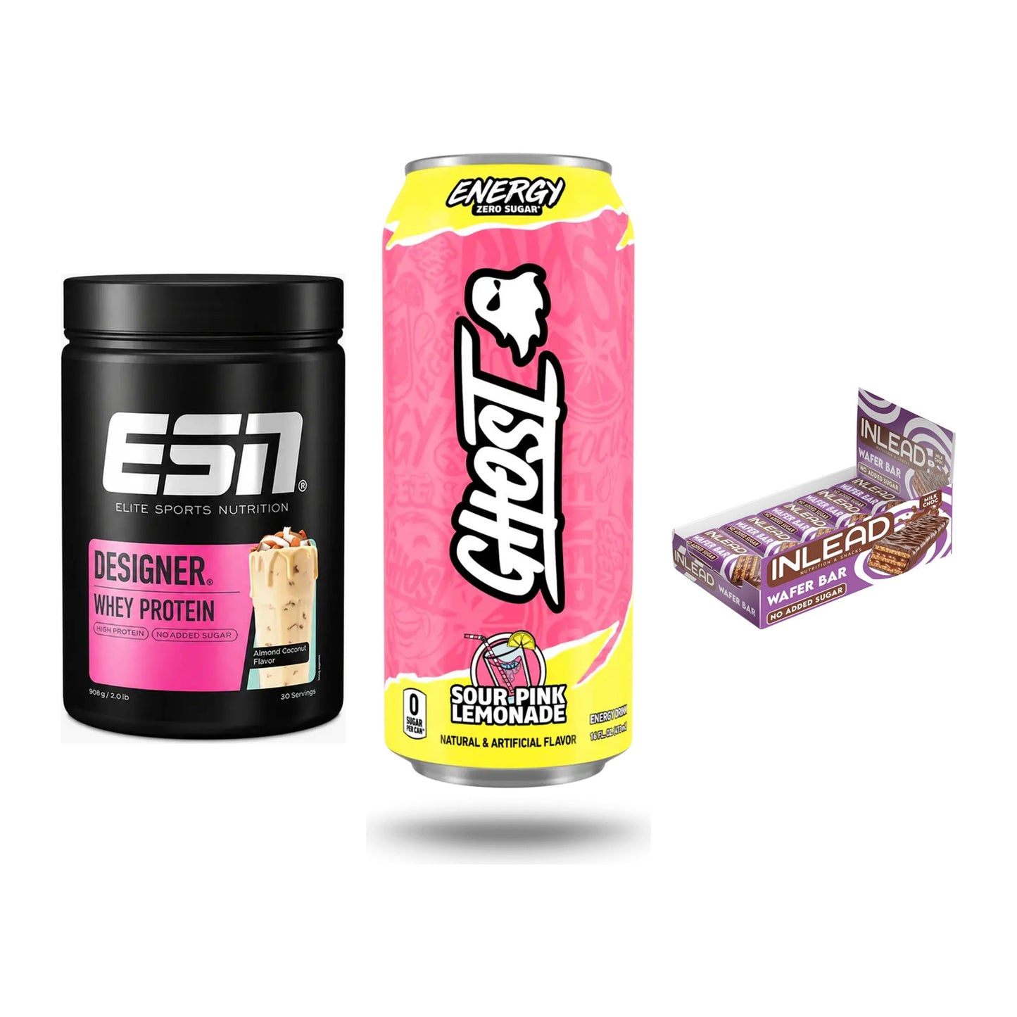 Home-Gym-Starter: ESN Designer + Ghost Energy + 5× INLEAD Wafer – alle enthaltenen Artikel