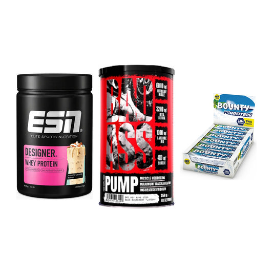 Home-Gym-Starter: ESN Designer + BAD ASS Pump + 5× Bounty High – alle enthaltenen Artikel