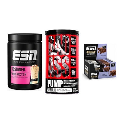 Home-Gym-Starter: ESN Designer Whey + BAD ASS Pump + 1 weitere – alle enthaltenen Artikel