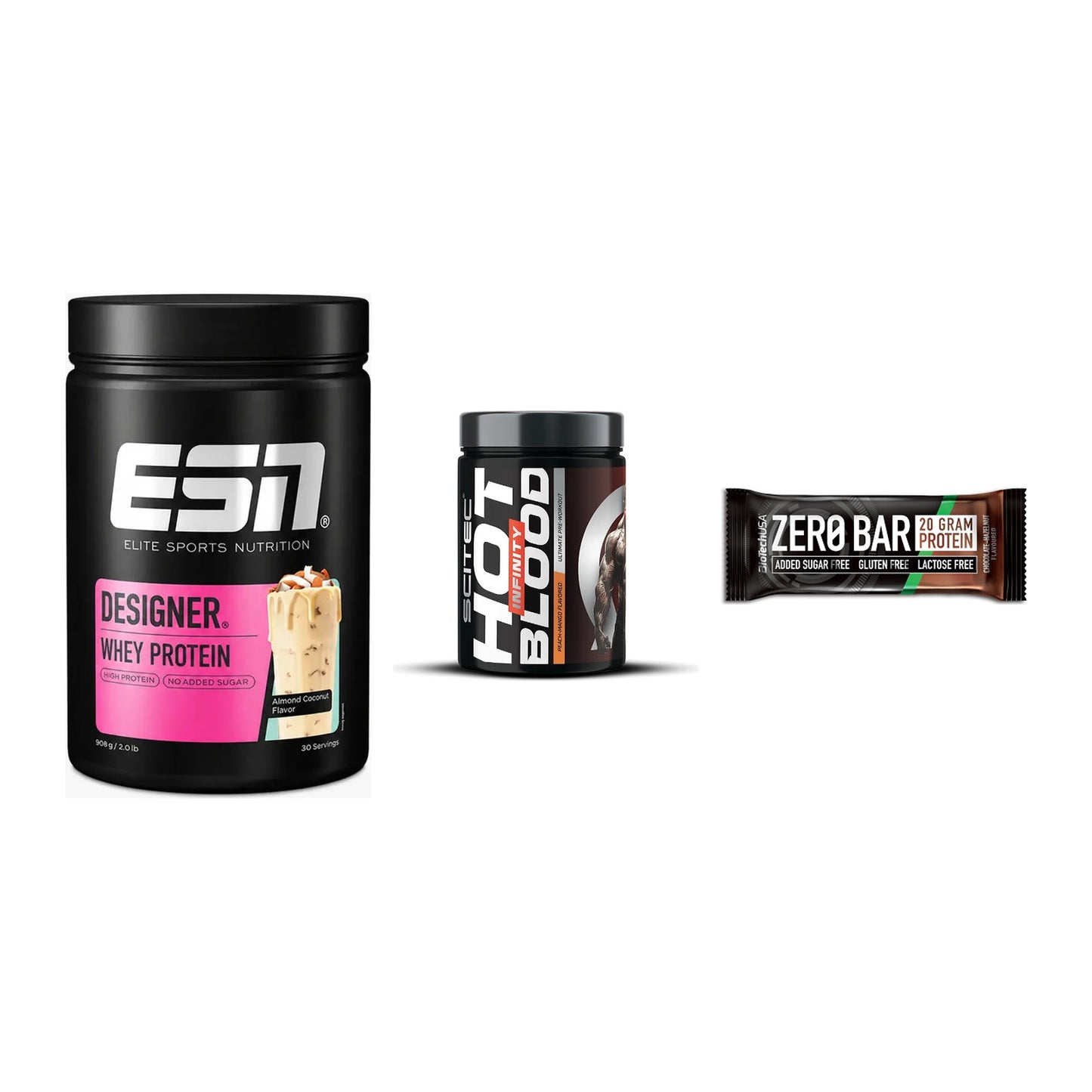 Home-Gym-Starter: ESN Designer + Scitec Hot + 5× BioTech Zero – alle enthaltenen Artikel