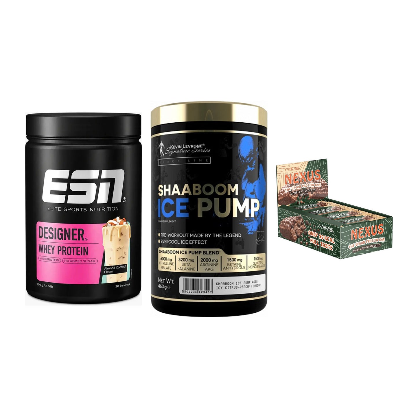 Home-Gym-Starter: ESN Designer + Kevin Levrone + 5× ProFuel Nexus – alle enthaltenen Artikel